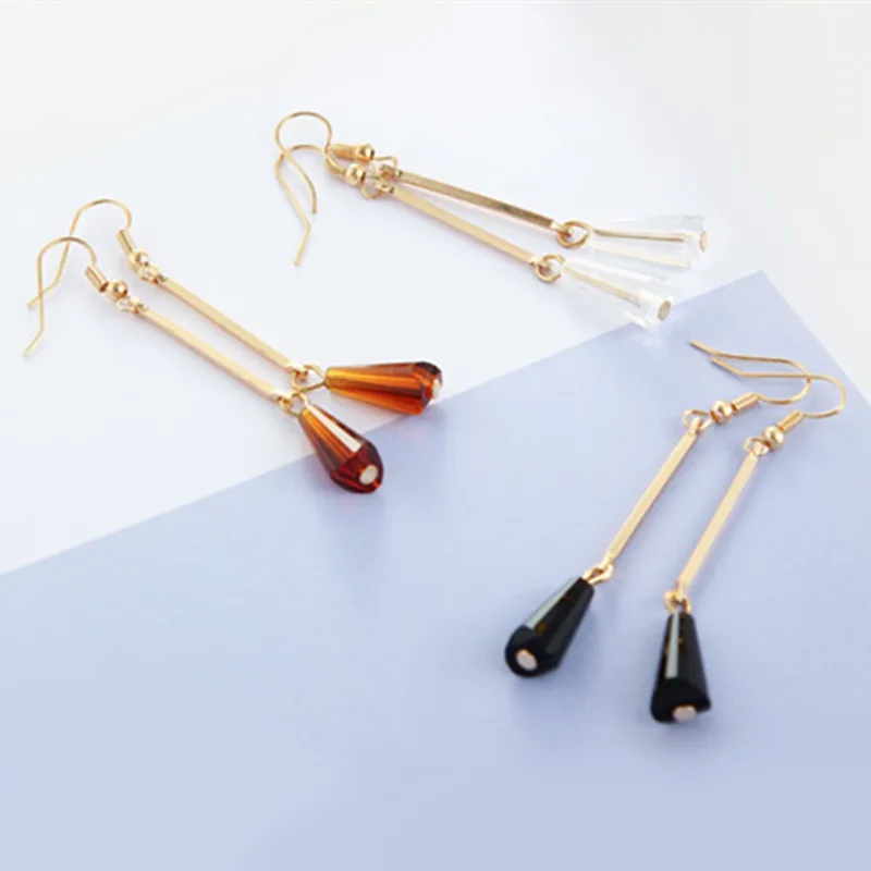 Ladies Vintage Crystal Earrings Exquisite Water Droplets Long Earrings Fashion Statement Jewelry Earrings For Women Girls Gift