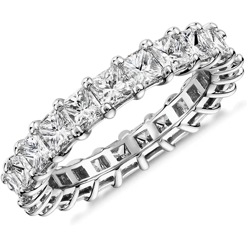 S925 Sterling Silver14K Gold Plated Rings withMoissanite Love and Stackable 3mm Princess Cut Rings for Women