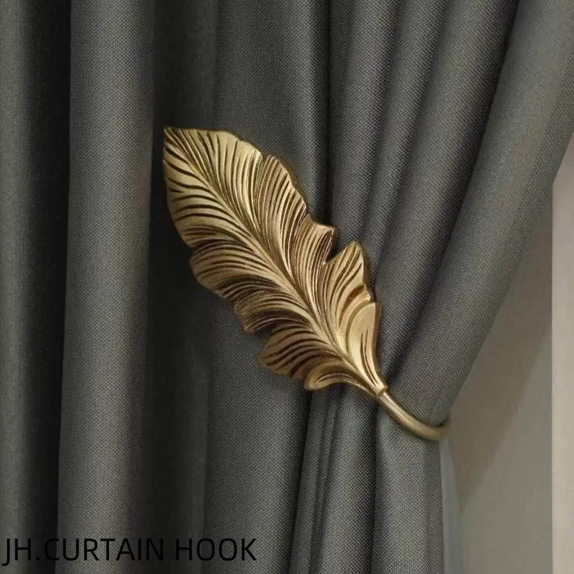 New Nordic style large maple leaf curtain   living room villa curtain cloth wall hook strap-free retro decorative