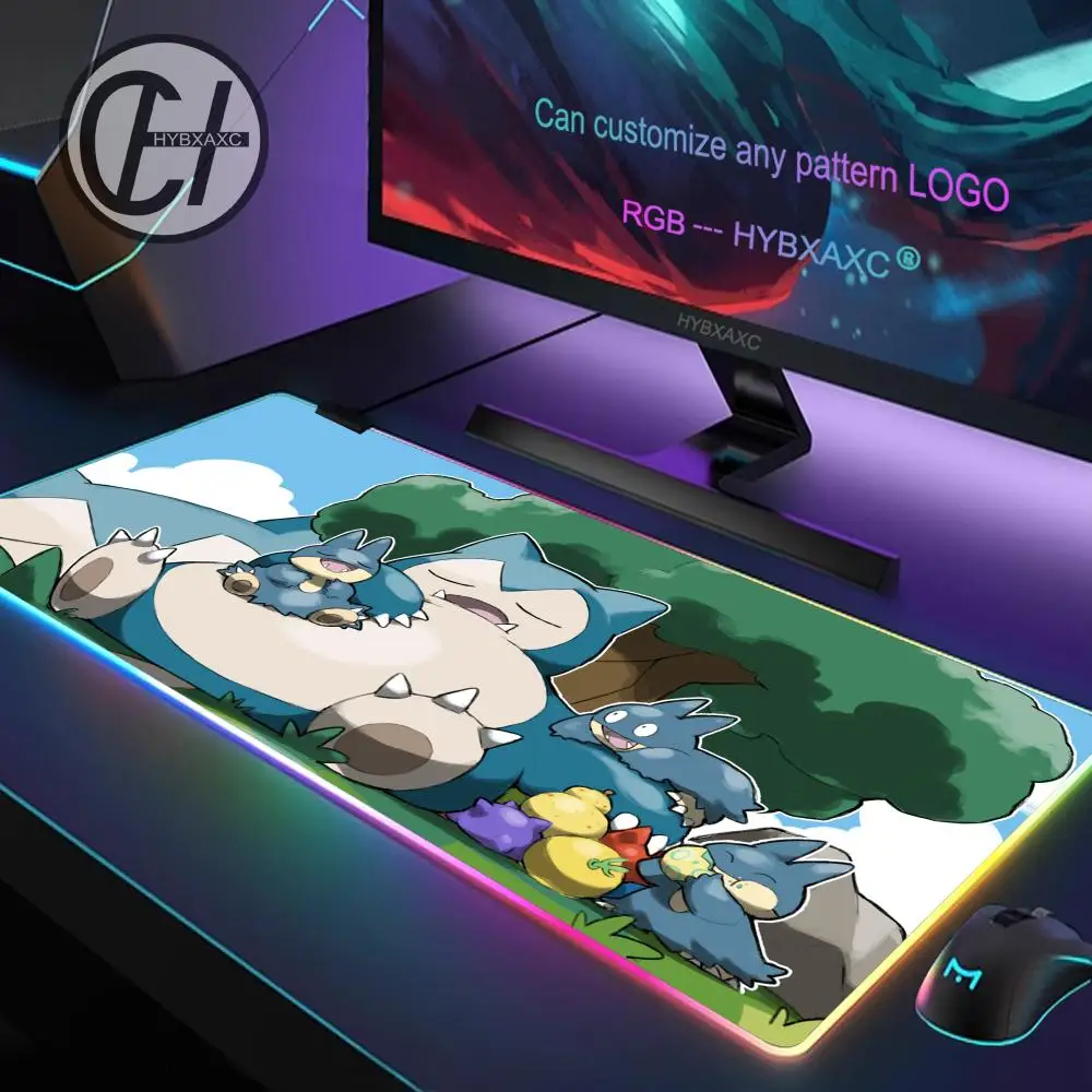 

Коврик для мыши RGB Gaming P-pokemon Snorlax Versize Коврик для мыши Настольный коврик HD Gamer Большой светодиодный светильник XXL Коврики для мыши ПК Компьютерный ковер