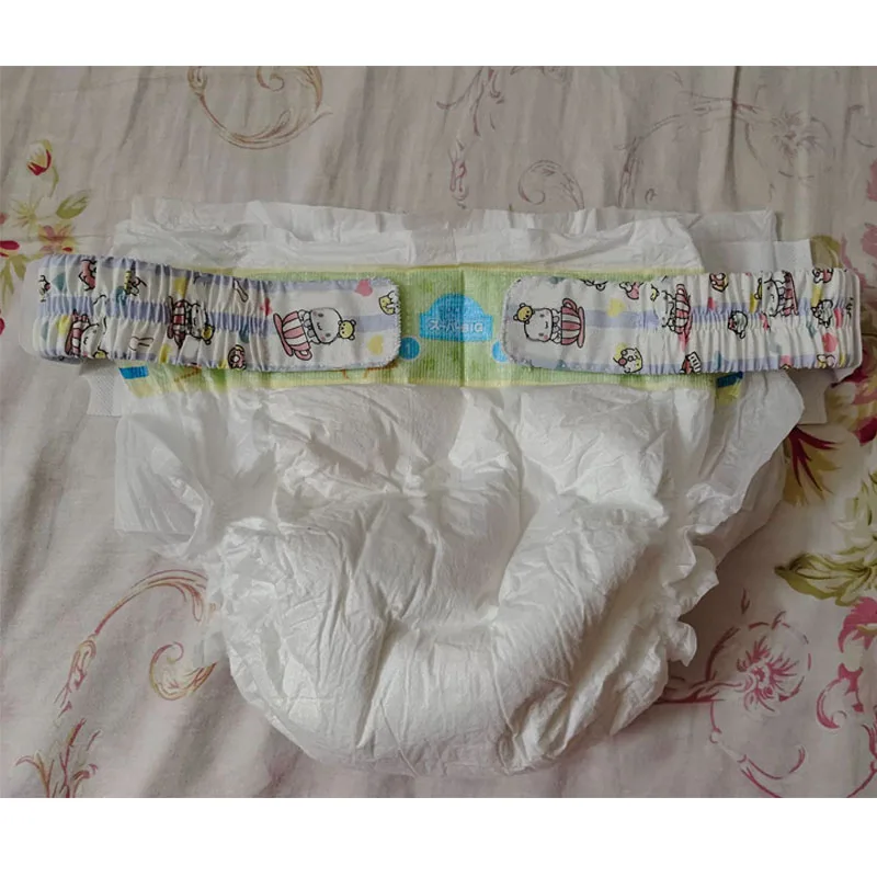 

1pair Reusable Adult Cotton Cartoon Pattern ABDL Disposable Diaper Waist Extension Strap With Velcro DDLG Diapers Panty Belt
