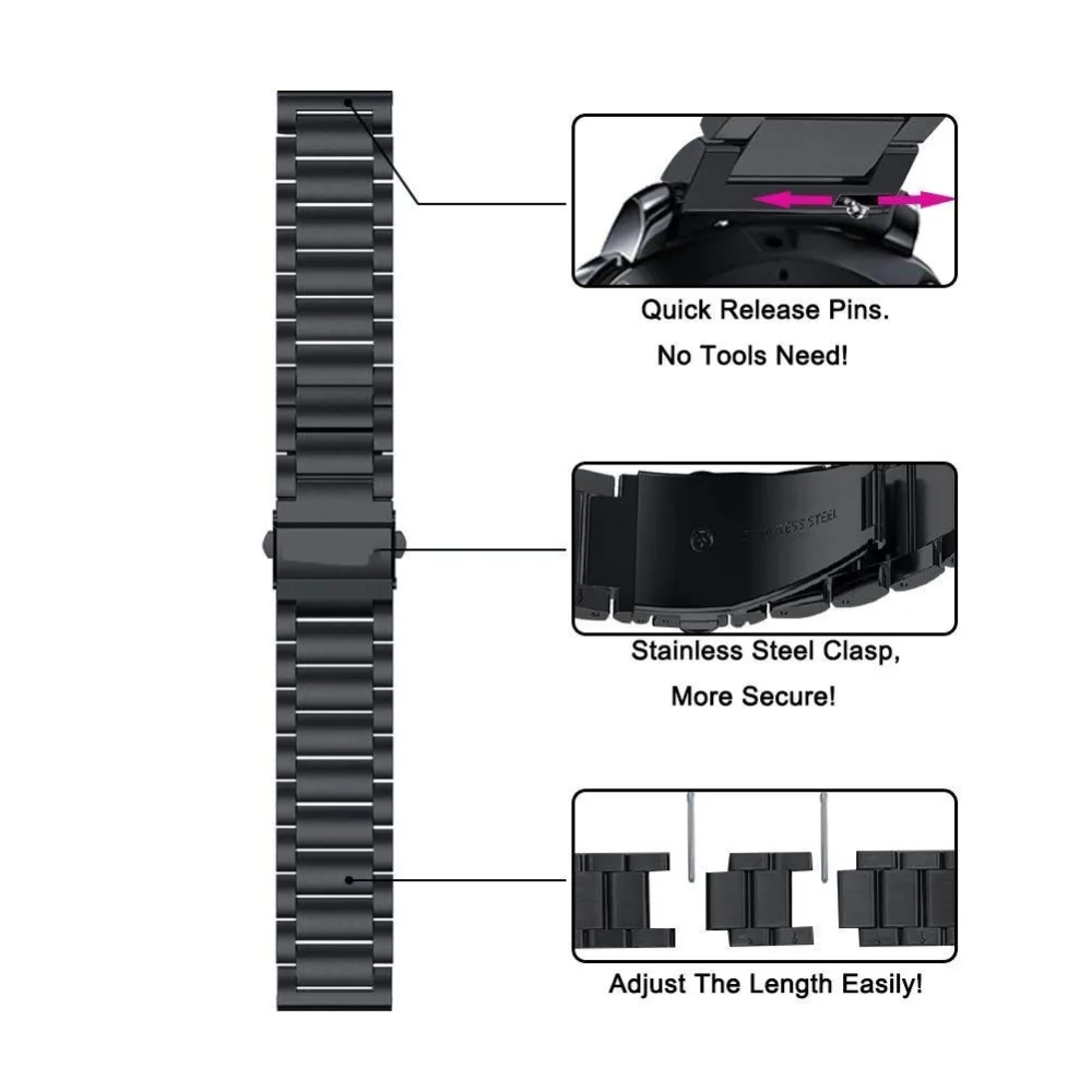 16/18/20/22/24 mm Quick Release Replacement Watch Band Premium Solid Stainless Steel Metal Business Bracelet Strap Men\'s Watch