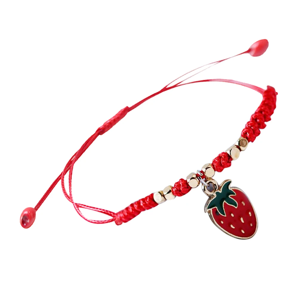 

1pcs Strawberry Bracelet Cute Fruit Accessories Women Couples Woven Rope Adjustable Friendship Jewelry Daily Trendy