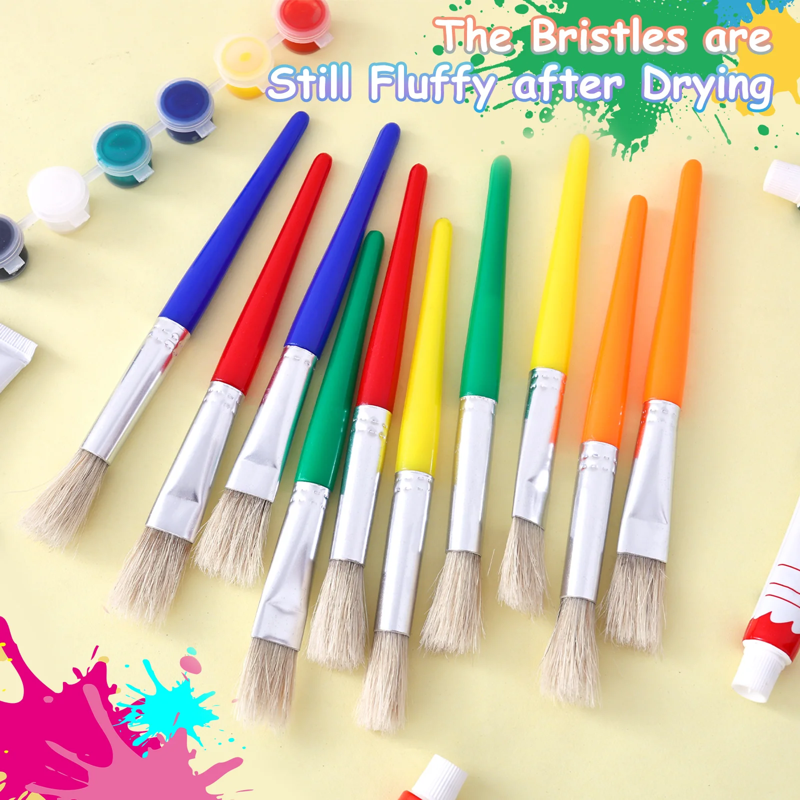 

Набор из 48 детских кистей для рисования: цветные кисти для масляной живописи, круглые и плоские, с пластиковыми ручками