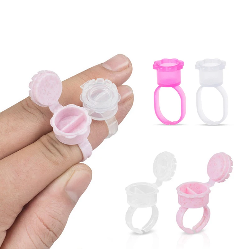 

50Pcs Disposable Eyelash Extension Glue Fan Ring Cup Tattoo Ink Cup Micro Pigment Cup Container Lash Glue Holder PMU Lash Tools