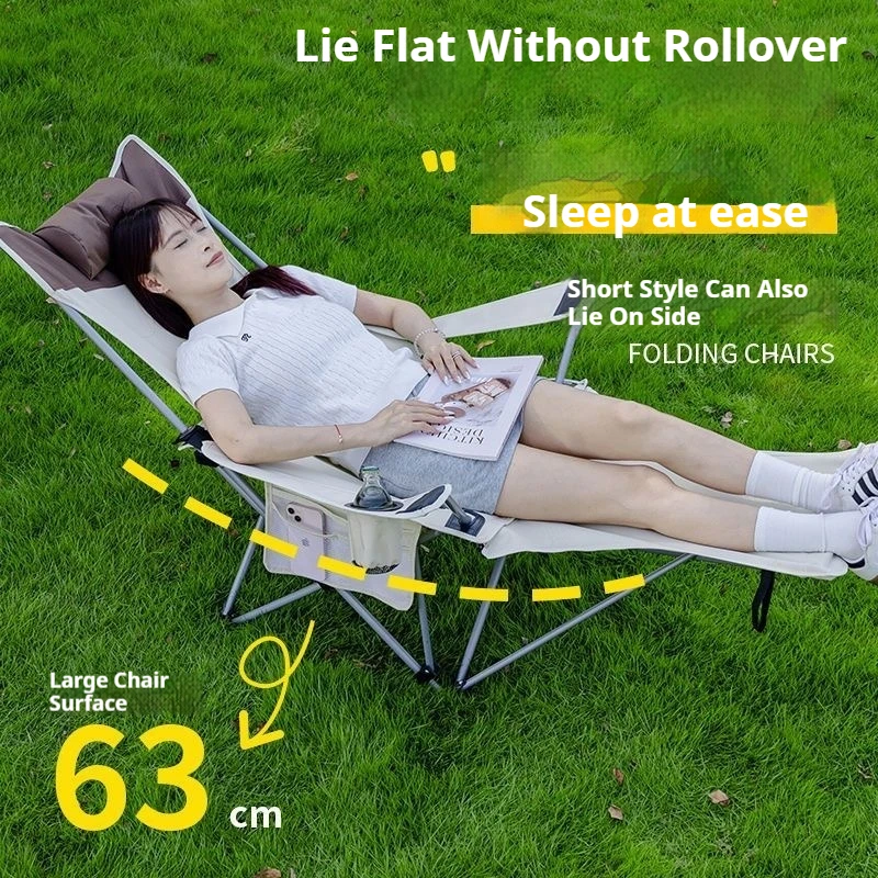 Adjustable Portable Folding Lounge Chair Reclining Beach Chair with Footrest for Camping Outdoor Lunch Break