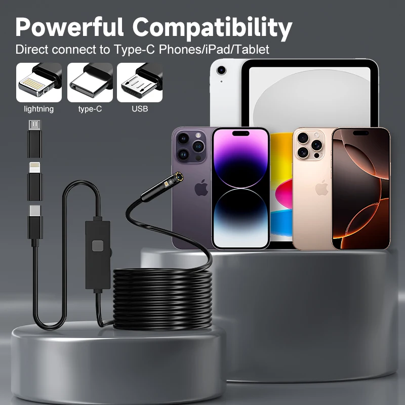 كاميرا مزدوجة واحدة من النوع C للمنظار الصناعي Micro USB لهواتف IOS iphone Android مقاومة للماء لفحص أنابيب السيارة Borescope