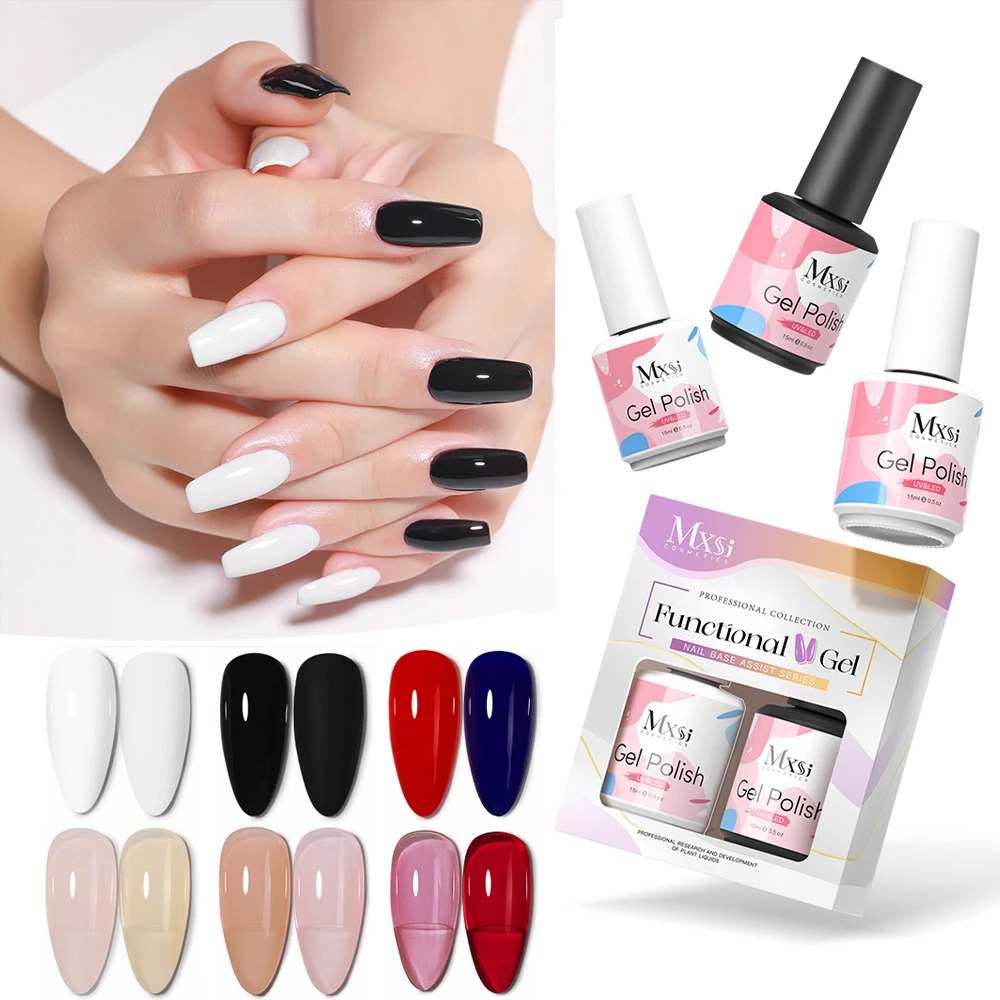 MXSI 2 Stuks Zwart Wit Gel Nagellak Set 15 ml Kleur Gel Polish Losweken Nail Art Vernis manicure Manicure Salon DIY Thuis