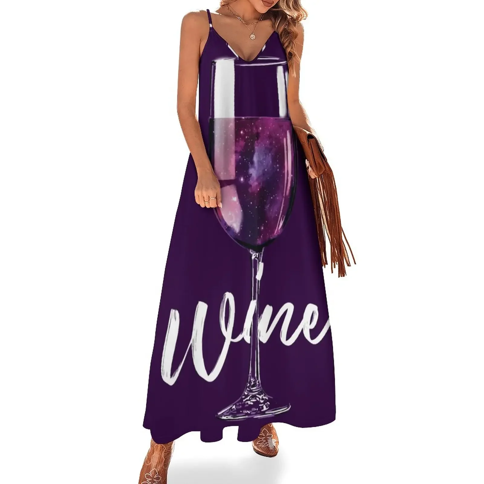 

Wine Lover Galaxy Space Design Sleeveless Dress chic and elegant evening dress cocktail dresses