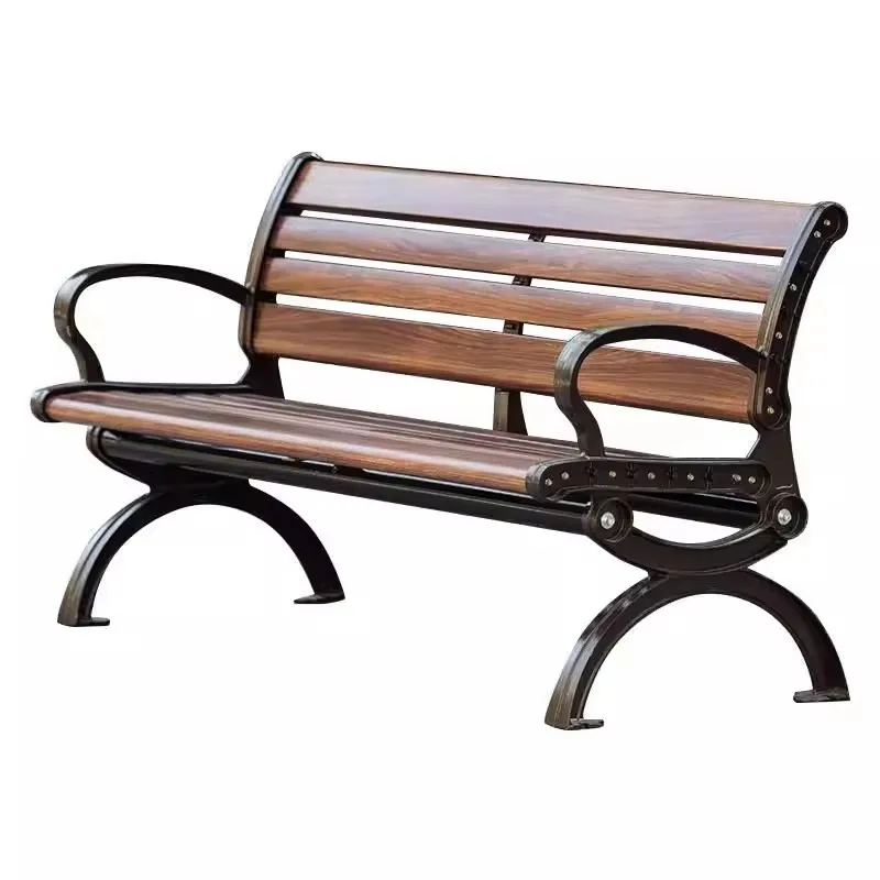 Park chair outdoor bench cast aluminum bench anti-corrosion plastic wood leisure street back seat outdoor