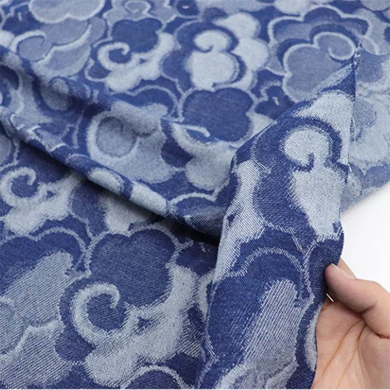 Jeans Fabric With Jacquard DIY Patchwork Clothing Blazer Sofa Cover Home Textile Materials Thick After Washed Denim 50X150cm