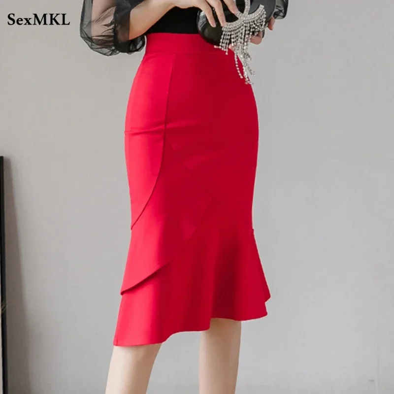 Elastic Oversized Long Black Skirt Women 2024 Fashion High Waist Bodycon Bridal Skirts Korean Elegant Skinny Corset Office Skirt