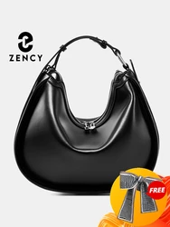 Zency Women's Genuine Leather Shoulder Hobo Bag 2025 Luxury Designer  Handbag Roomy Pockets for Girls Wife Lover Khaki Grey
