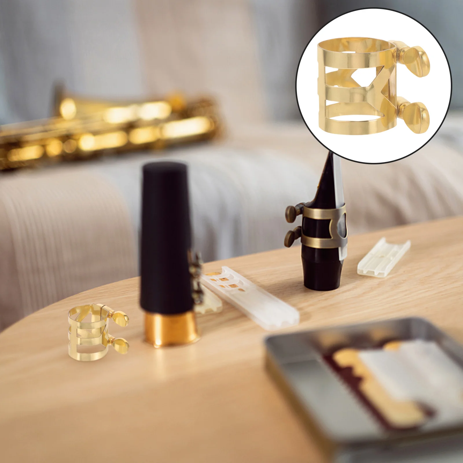 

Alto Saxophone Sax Ligature Adjustable Copper Metal Clip Saxophone Mouthpiece Reed Clip Sax Accessories Clarinet Ligature