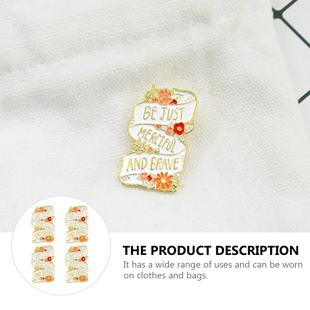 

4Pcs Motivational Slogan Breastpin Creative Alloy Brooch Clothing Decoration Chic Fashion Accessory Delicate Stylish Brooch