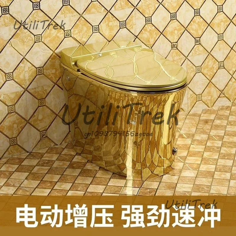 

Golden pulse toilet gold luxury gold creative personality tankless toilet hotel KTV European color toilet seat