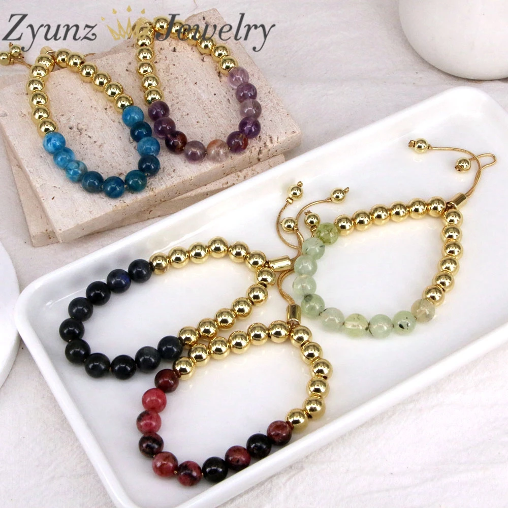 

5PCS, 8mm Charm Healing Natural Stone Bracelets Women Purple Green Quartz Lovers Gift Jewelry