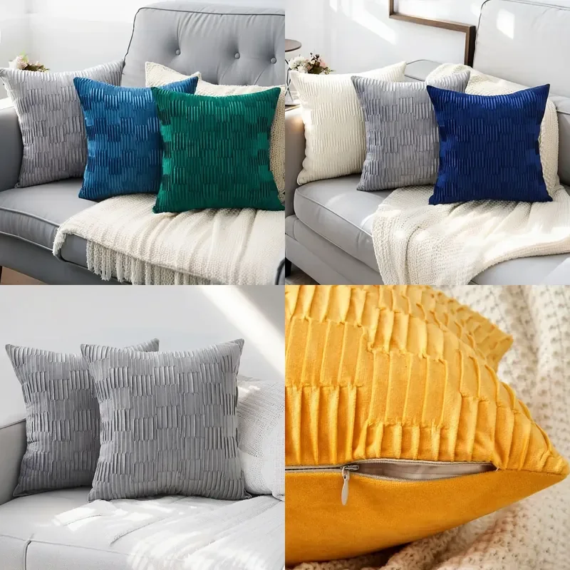 Cross-border Amazon Velvet Pillow Cover Striped Pillow Cushion Cover Sofa Bedroom Bed Headrest Car Backrest