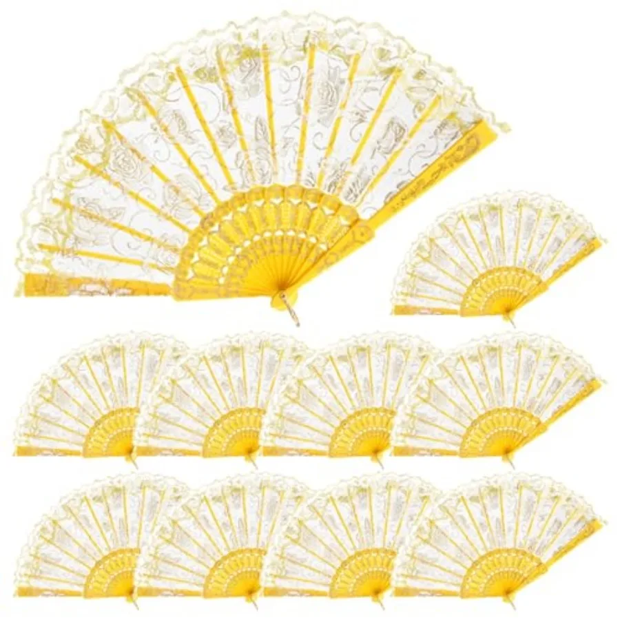 30pcs Silk Folding Hand Fans, Silk Fans, Rose Fans, Perfect for Weddings, Parties, and Dancing