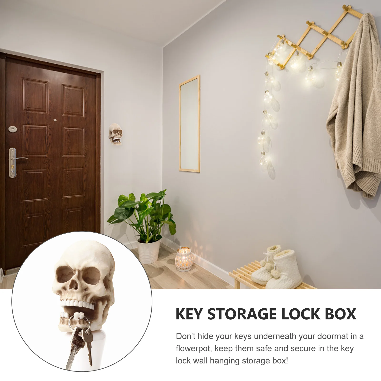 

2 Pcs Wall-mounted Skull Key Storage Hook Resin Decoration for Home Data Line Winders