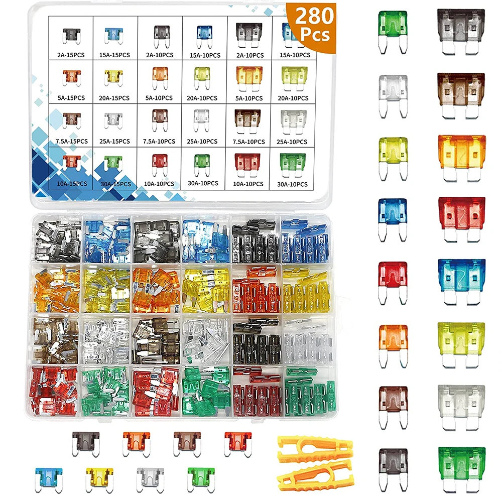 282 pieces of car fuse combination kit, blade type car fuse, car fuse standard&mini&small car replacement fuse