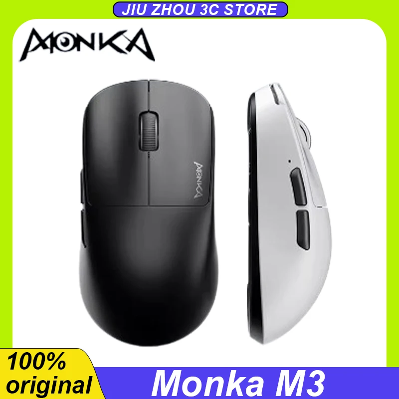 

Monka M3 Mouse Paw3395 Three Mode 2.4g Wireless Bluetooth Wired Rgb Lightweight Ergonomics Custom Office Esports Pc Game Mouse