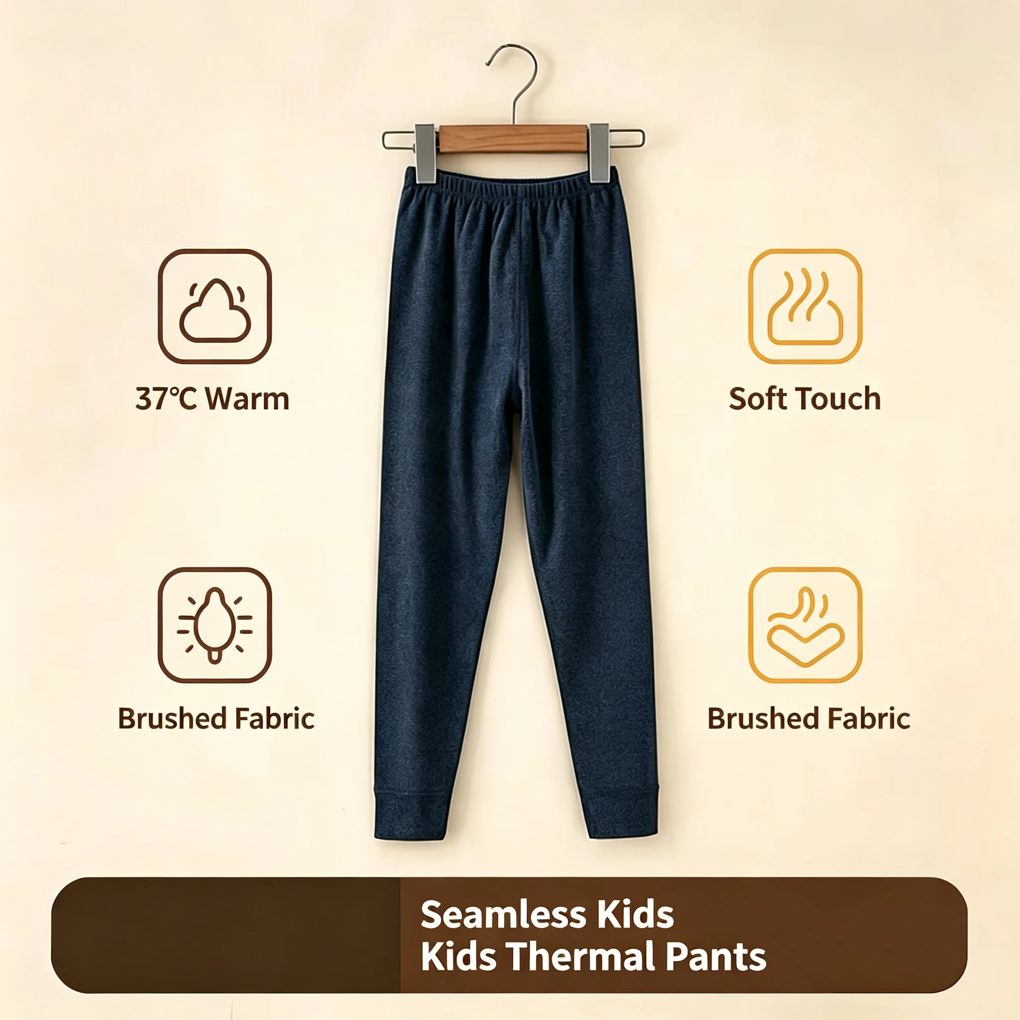 German Velvet Seamless Long Johns Boys New Solid Color Thickened Thermal Pants Girls Wear Leggings Autumn and Winter Trousers