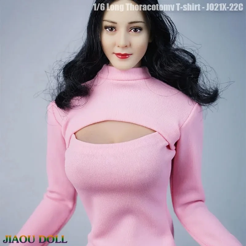 Jupe longue et Sexy à manches longues pour femme, T-Shirt de poitrine, modèle de vêtements pour figurine 12 pouces, 1/6