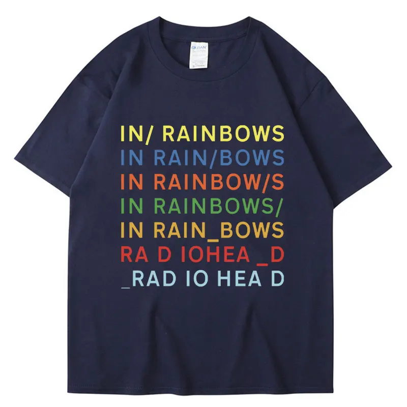 British Rock Band Radiohead T Shirt Music Album in Rainbows Men\'s Cotton Short Sleeve Hip Hop Gothic Loose T-shirts Streetwear