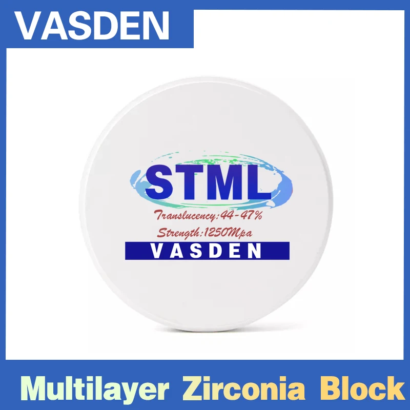 Disco de Material Dental supertransluente, bloque de circonita multicapa 3D de Color, de cerámica completa en blanco para sistema abierto de 98mm, 10-25mmA1 A2 A3