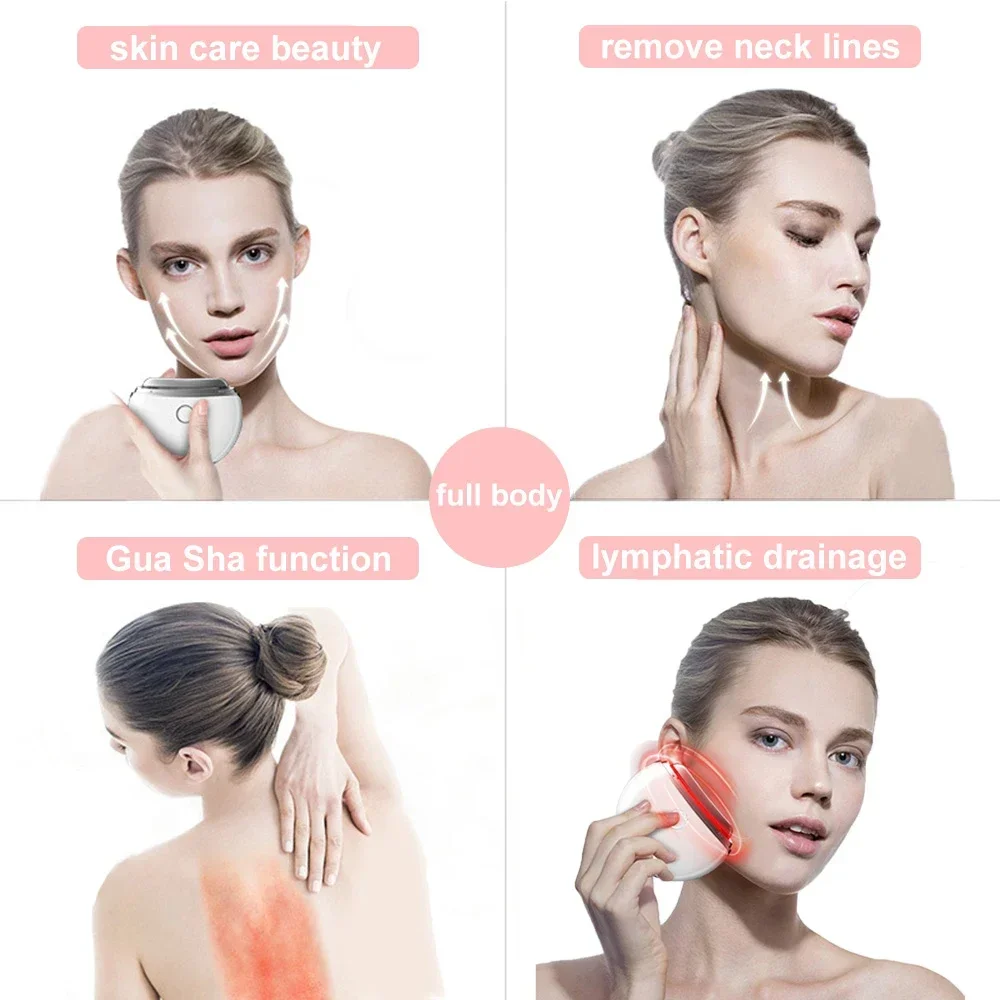 ไฟฟ้า Gua Sha Facial เครื่องมือ LED เครื่องนวดหน้าขูด BOARD ความร้อนและการสั่นสะเทือนสําหรับคอ Facial Lift Beauty Skin Care USB