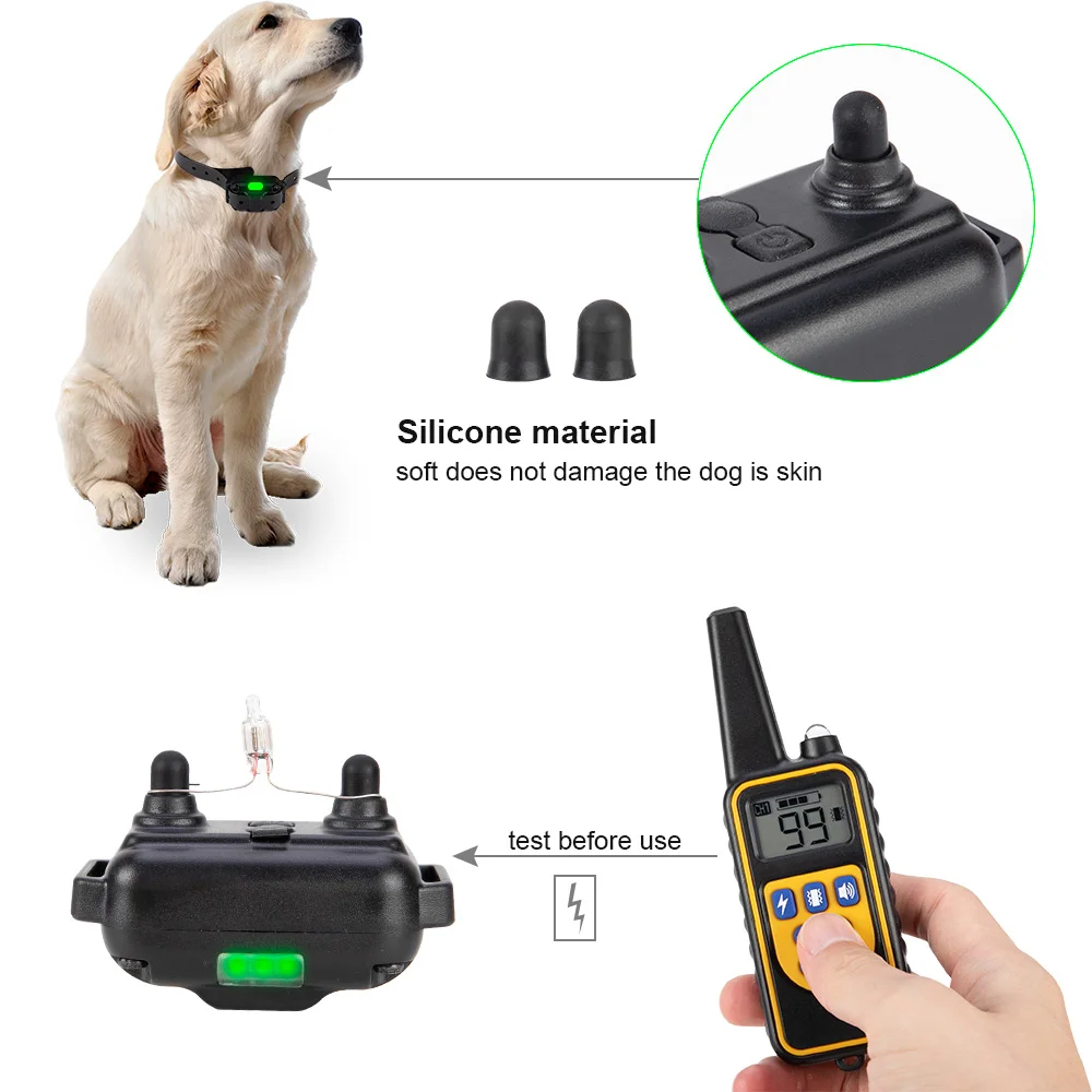 Electric Dog Training Collar Waterproof Dog Bark Collar Pet With Remote Control Rechargeable Anti Barking Device All Size Dogs