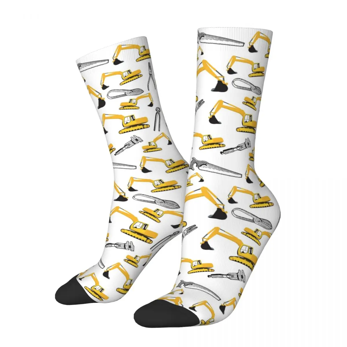 

Excavator Construction Trucks And Tools Pattern Socks Harajuku Sweat Absorbing Stockings All Season Long Socks Accessories