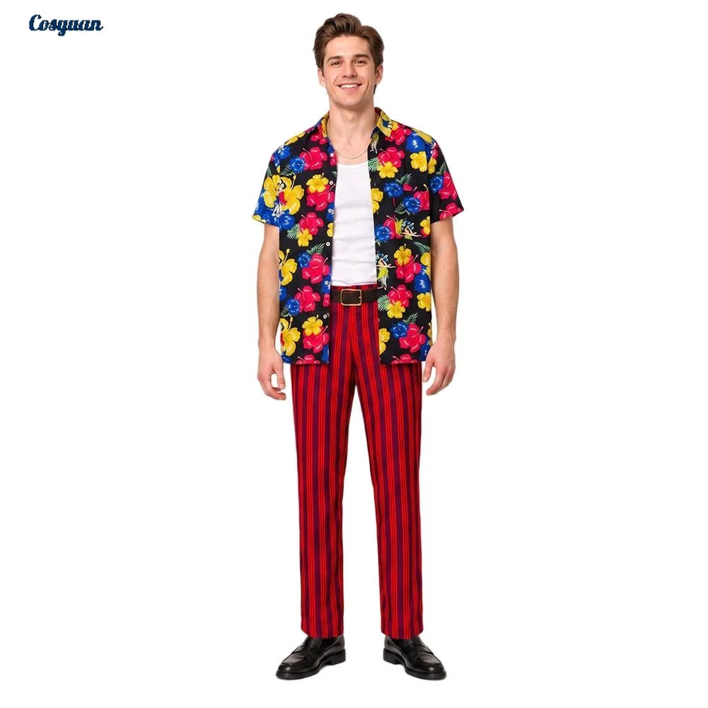 Disfraz de Cosplay de la Película "Pet Detective" de 1994, Camisa y Pantalón de Ace Ventura, Ropa para Fiesta, Disfraz de Halloween, Trajes de Carnaval