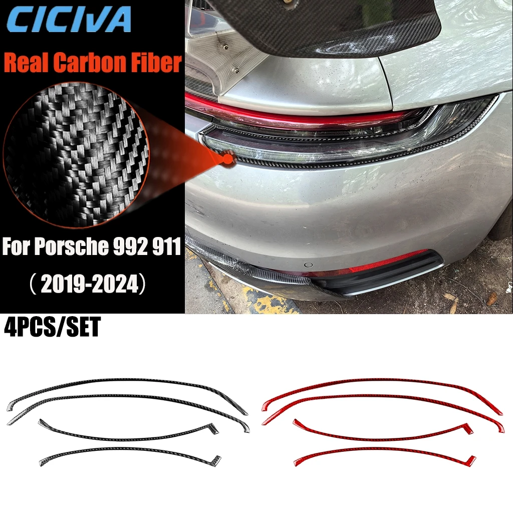 

Автомобильные аксессуары из углеродного волокна, задний фонарь, декоративная полоса, модифицированная внешняя накладка, мягкая наклейка для Porsche 911 992 2019-2024