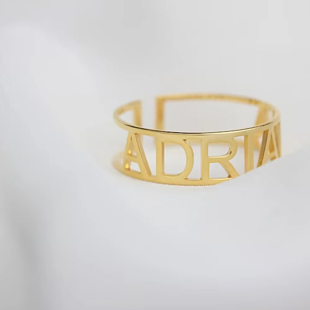 Anillo de grabado personalizado con letras para mujer y hombre, joyería de acero inoxidable para compromiso y boda, regalo