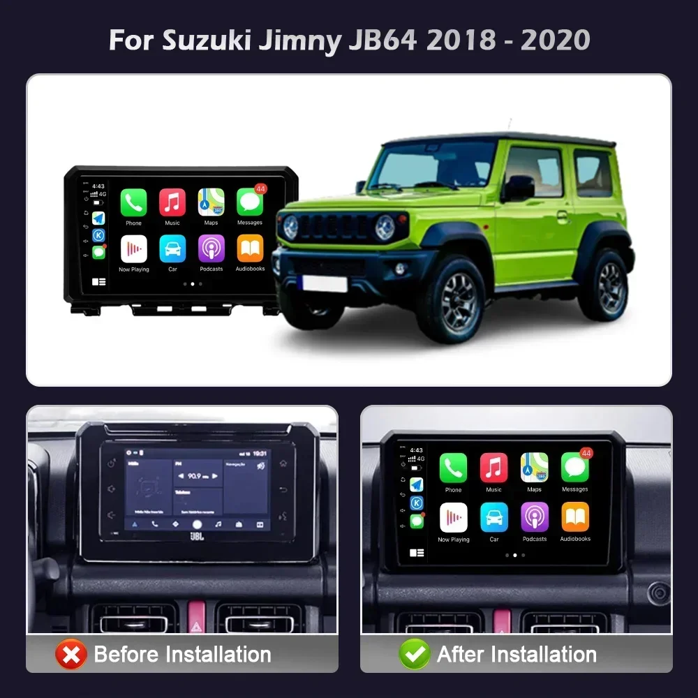 Android Bluetooth Wireless CarPlay Touch Screen Stereo For  Suzuki Jimny JB64 2018 - 2020 Car Radio Multimedia Player Navigation