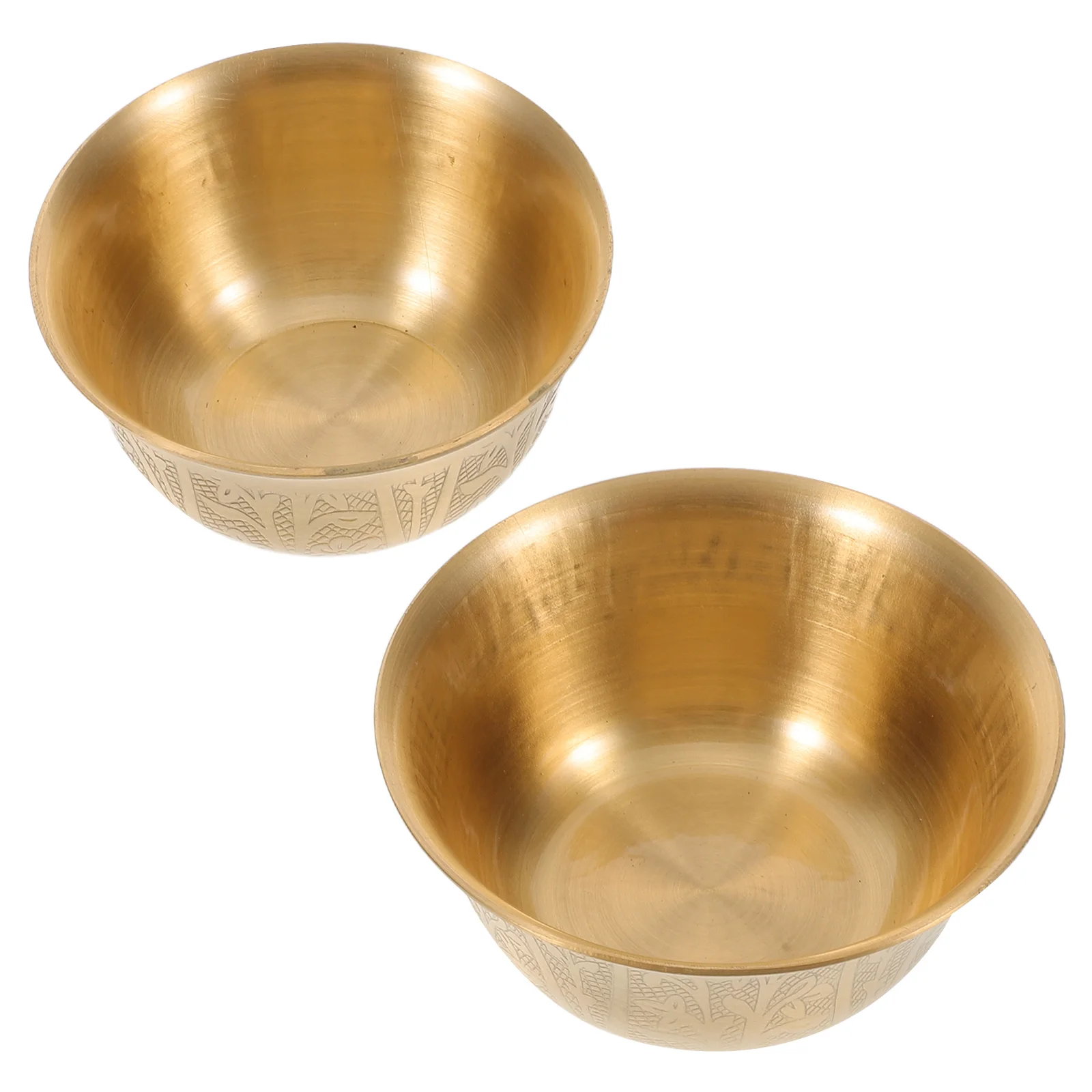 

2 Pcs Water Supply Copper Bowl in Temple Centerpiece Brass Bowls for Decoration