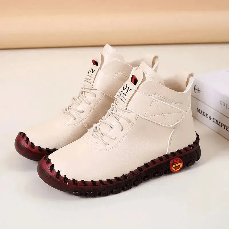 Winter Furry Booties Slip On Shoes For Women Lace Up High Top Sneakers Casual Faux Leather Orthopedic Shoes Shockproof Ladies