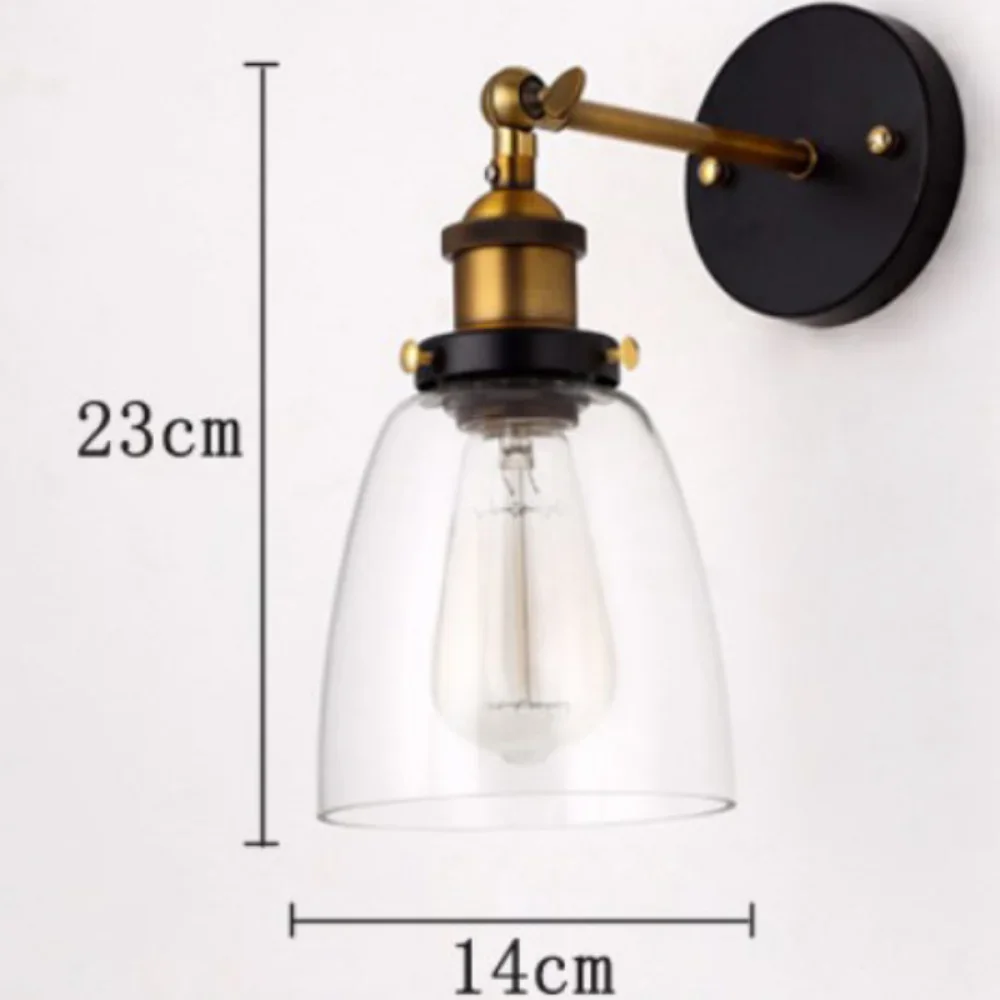 Vintage Metal Glass Wall Lamps, Luzes de parede LED para casa, Decoração da sala, Luminárias de quarto, Luminária industrial retro