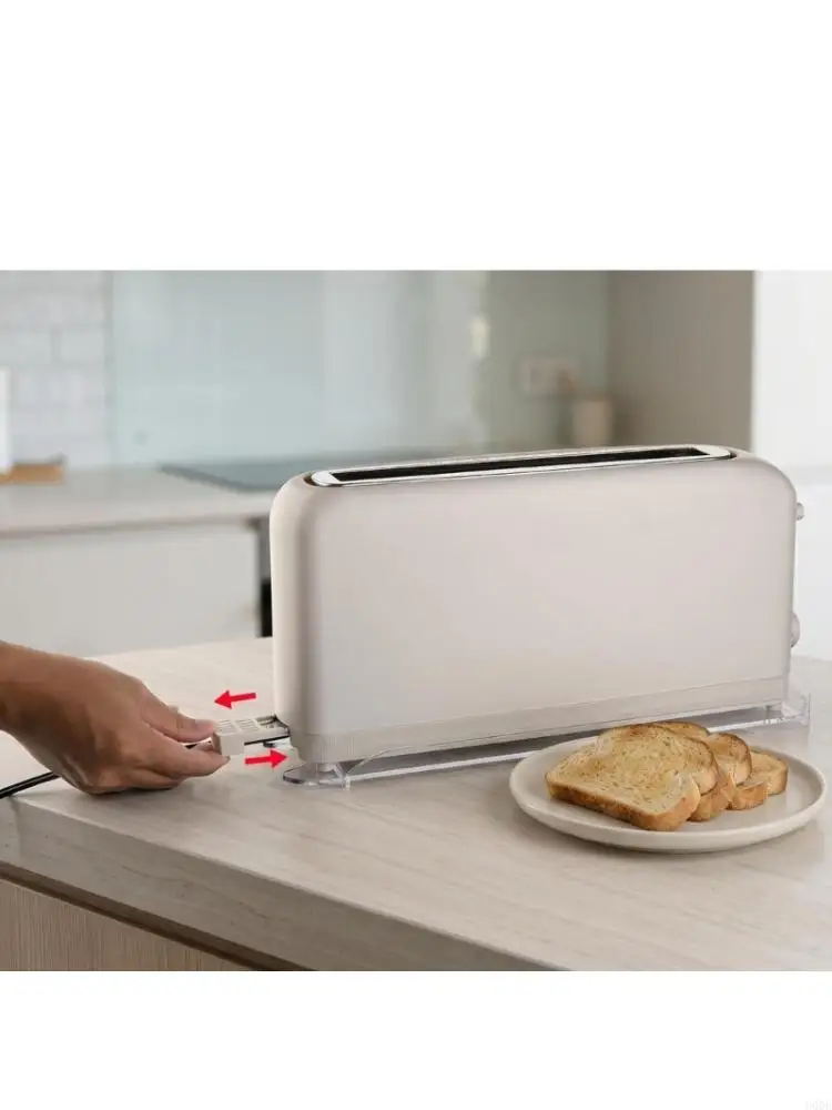 Countertop Toaster Tray with a Broad U-Shaped End Cutout, Clear Acrylic and Low Raised Edges for Visible, Contained Crumb