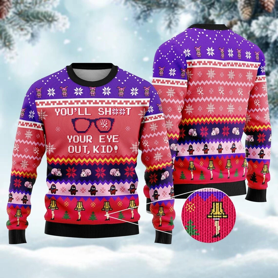 Sjov Skeleton Graphic Christmas Sweater - usage example