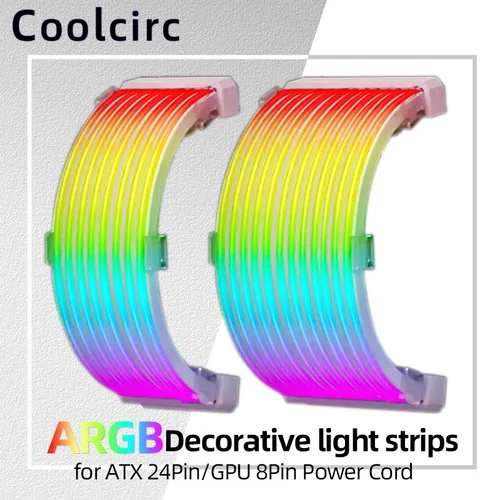 Cable de sincronización ARGB de 5V y 3 pines para PC, Cable de extensión de alimentación de placa base de 8/24 pines, tira de luz LED Flexible, Kit DIY para fuente de alimentación de ordenador
