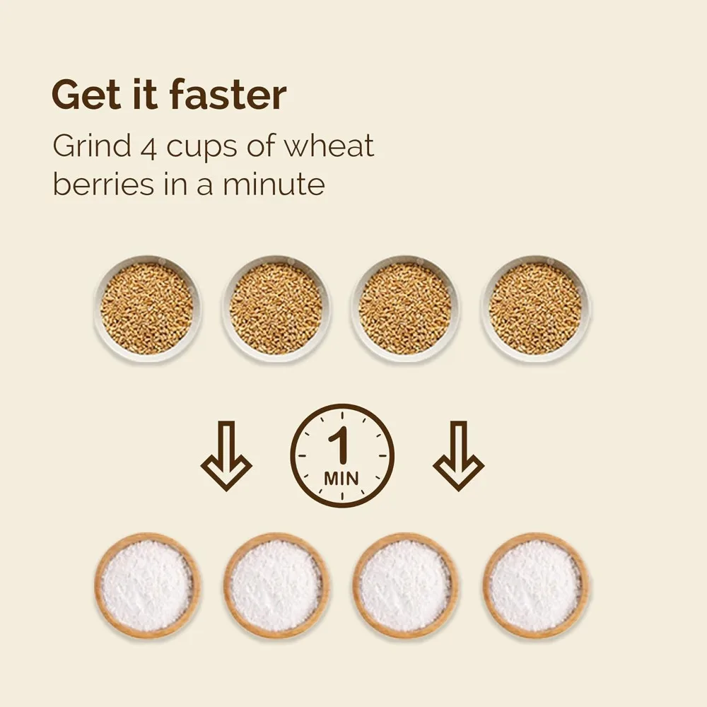 Speed Electric Grain Mill Grinder for Healthy Gluten-Free Flours - Grain Grinder Mill, Wheat Grinder, Flour Mill M