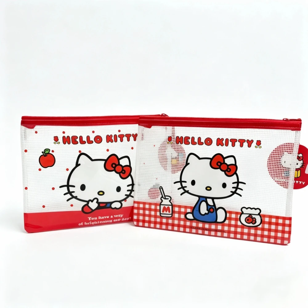 Neue 2-teilige Niedliche Anime-Katzen-Gitter-Aktentasche, Wasserdichte PVC-Aufbewahrungstasche, Tragbare Schreibwaren-, Make-up- und Reise-Aufbewahrungstasche