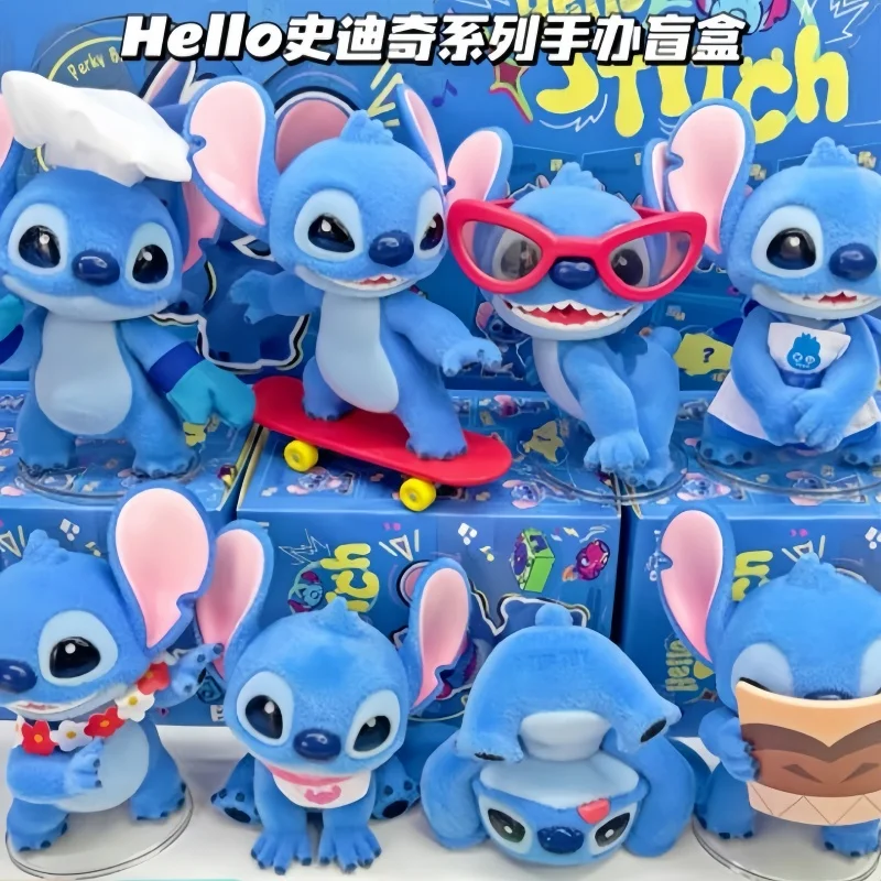 

Genuine Hello Stitch Series Blind Box Stitch Flocking Mystery Box Stitch Anime Figure Model Doll Trend Toy Gift Desk Decoration