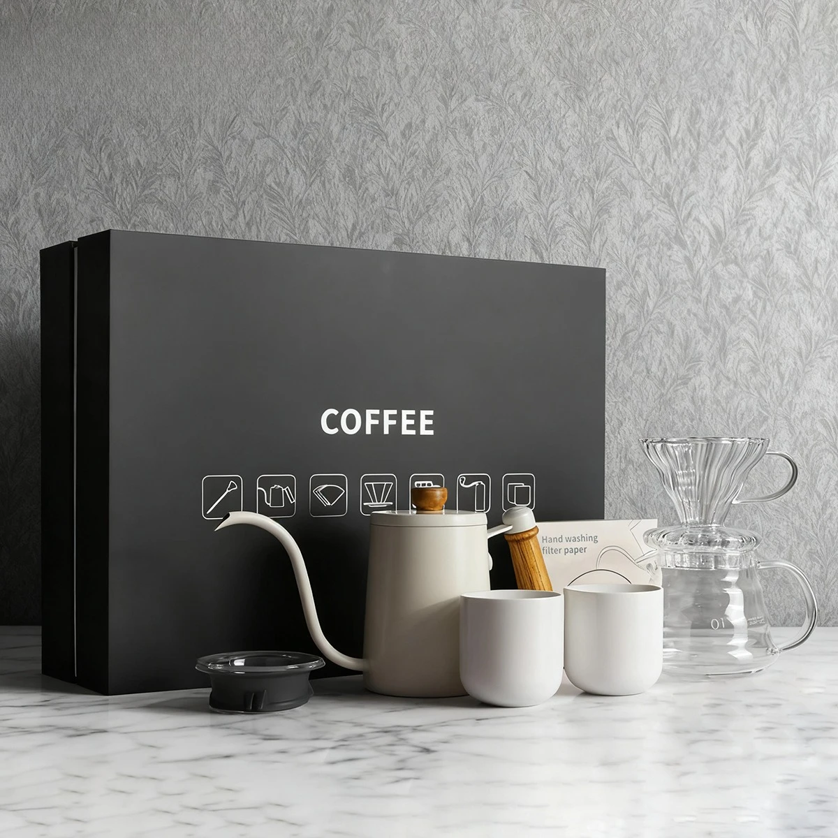 

Coffeware Set Hand Brewed Coffee Set Business Gift Box Coffee Cup Hand Brewed Pot Filter Cup Filter Paper