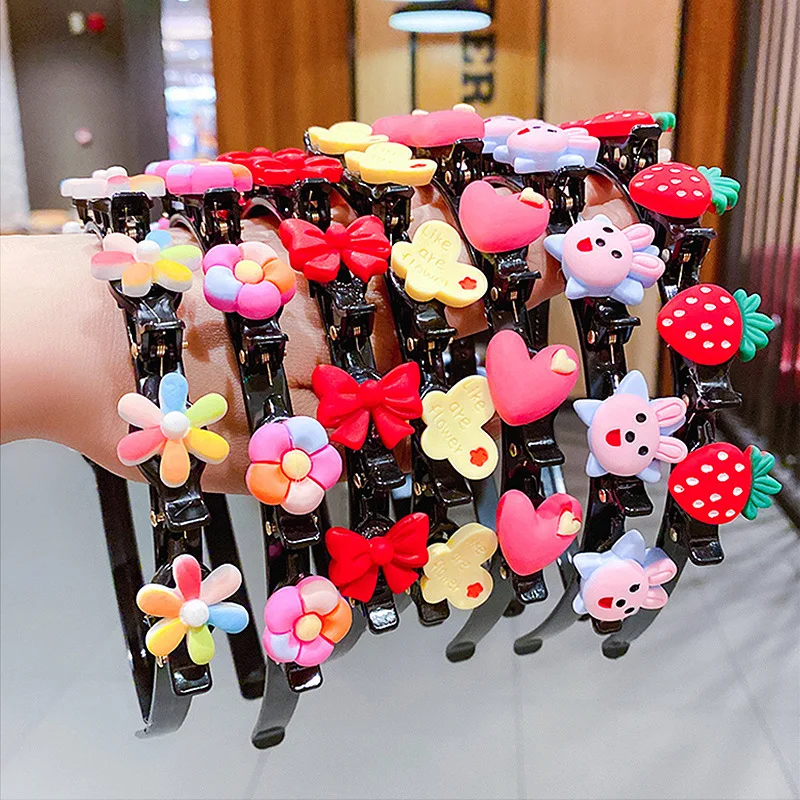 New Cute Cartoon Hairbands Girls Flowers Fruits Shape Hair Hoop Bands Korea Headwear Children for Kids Hair Accessories Gift