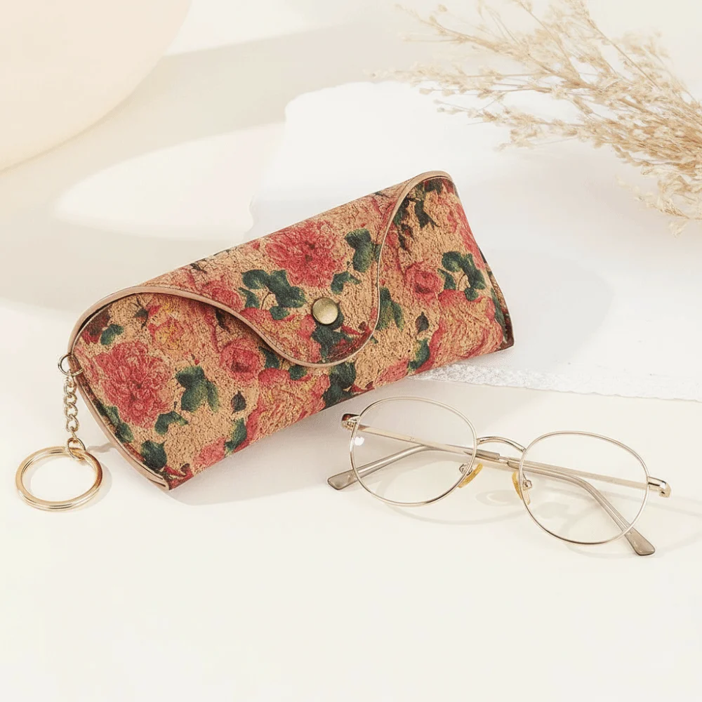 Portable Retro Print Eyeglasses Box Lightweight Pressure-Resistant Glasses Case Buckle Eyewear Box Men