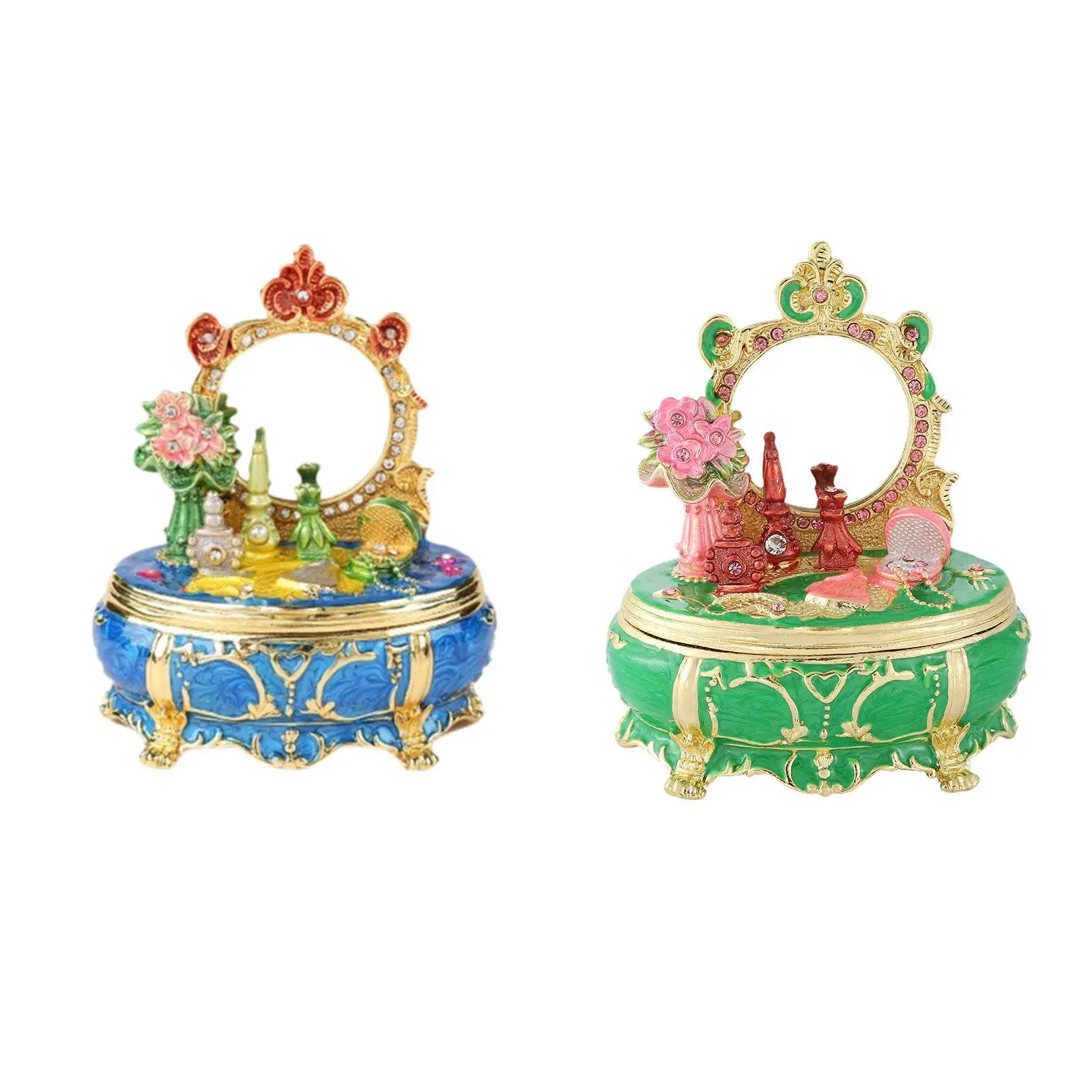 

Enamel Jewelry Box Figurine Enamel Trinket Box for Pendant Tabletop Bracelet